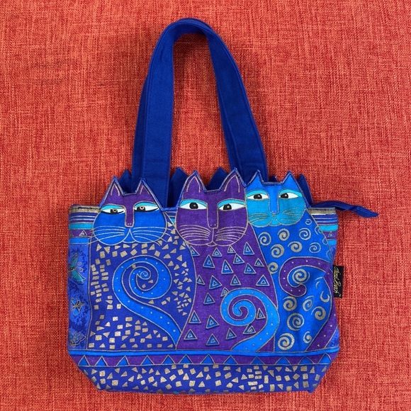 Laurel Burch Handbags - Laurel Burch Purple Kitty Tres Gatos Indigo Cats Tote Bag